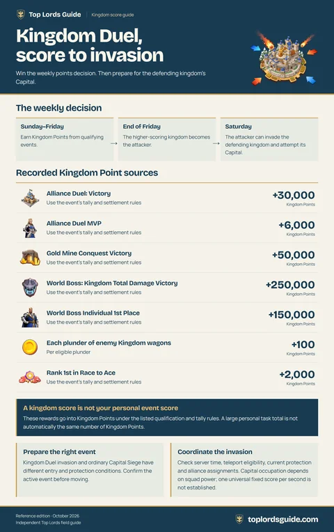 Kingdom Duel: score to invasion infographic preview